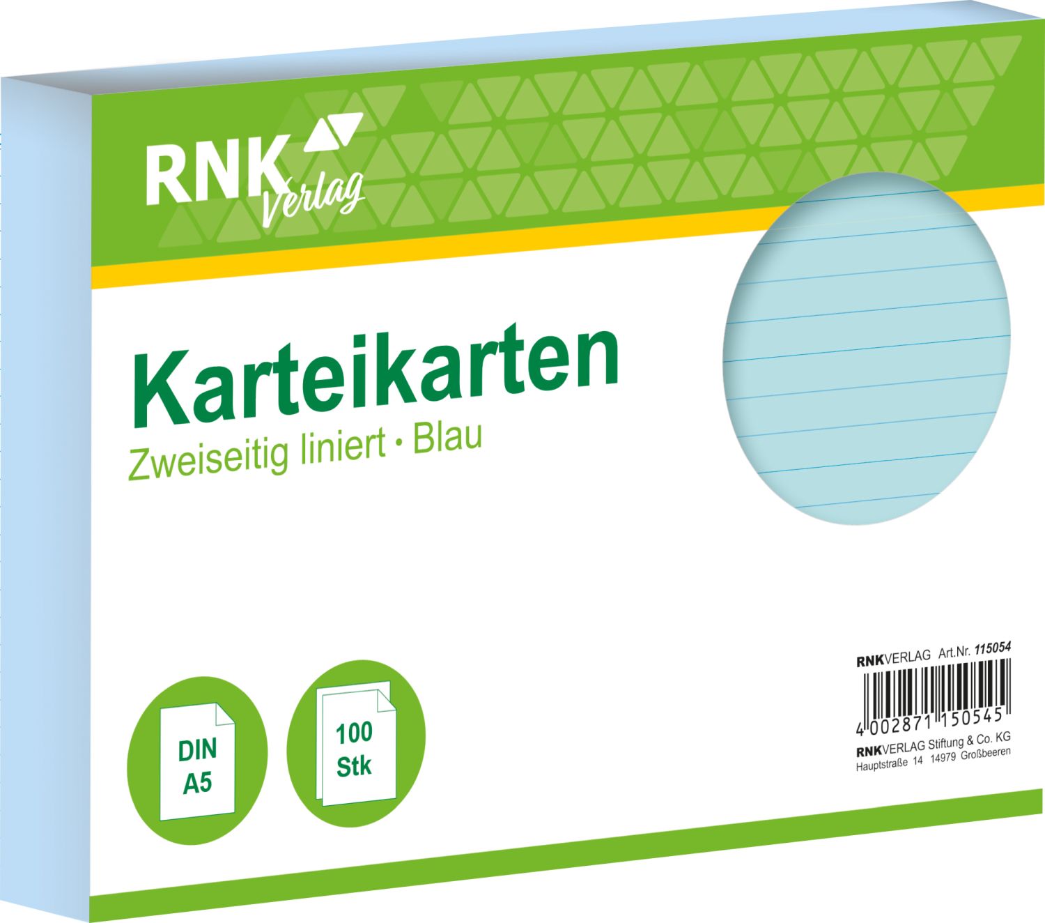 Karteikarten - DIN A5, liniert, blau, 100 Karten Karteikarten - DIN A5, liniert, blau, 100 Karten
