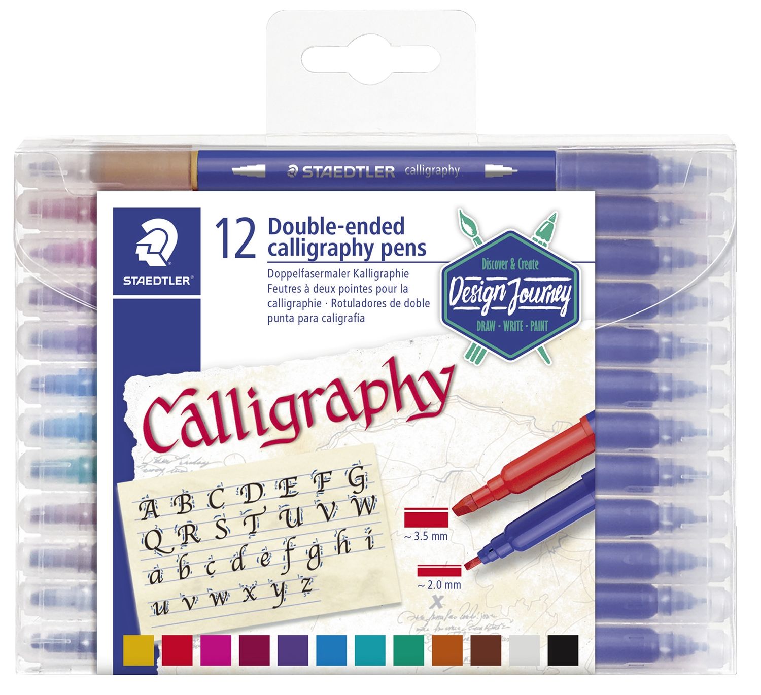 Fasermaler Calligraph duo - 12 Farben sortiert, Doppelspitze Fasermaler Calligraph duo - 12 Farben sortiert, Doppelspitze