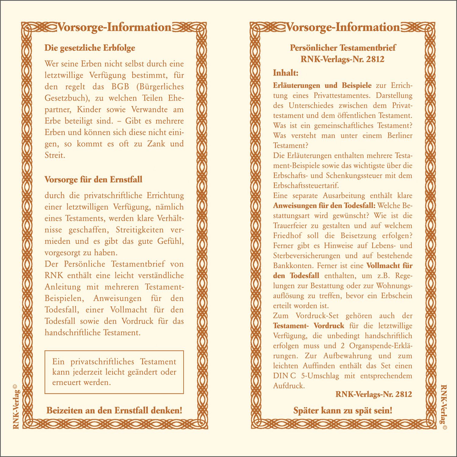 Testament Brief mit Anweisungen und Vollmacht für den Todesfall, DIN A4 Testament Brief mit Anweisungen und Vollmacht für den Todesfall, DIN A4