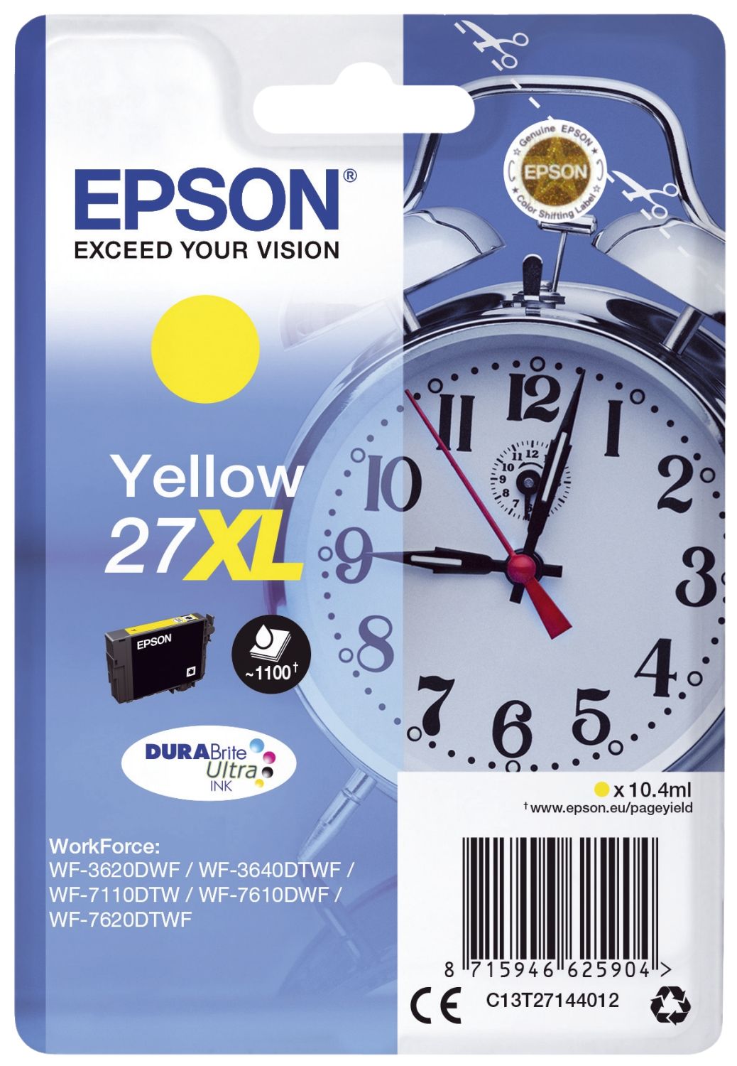 Original Epson Tintenpatrone gelb High-Capacity (C13T27144012,27XL,T27144012)