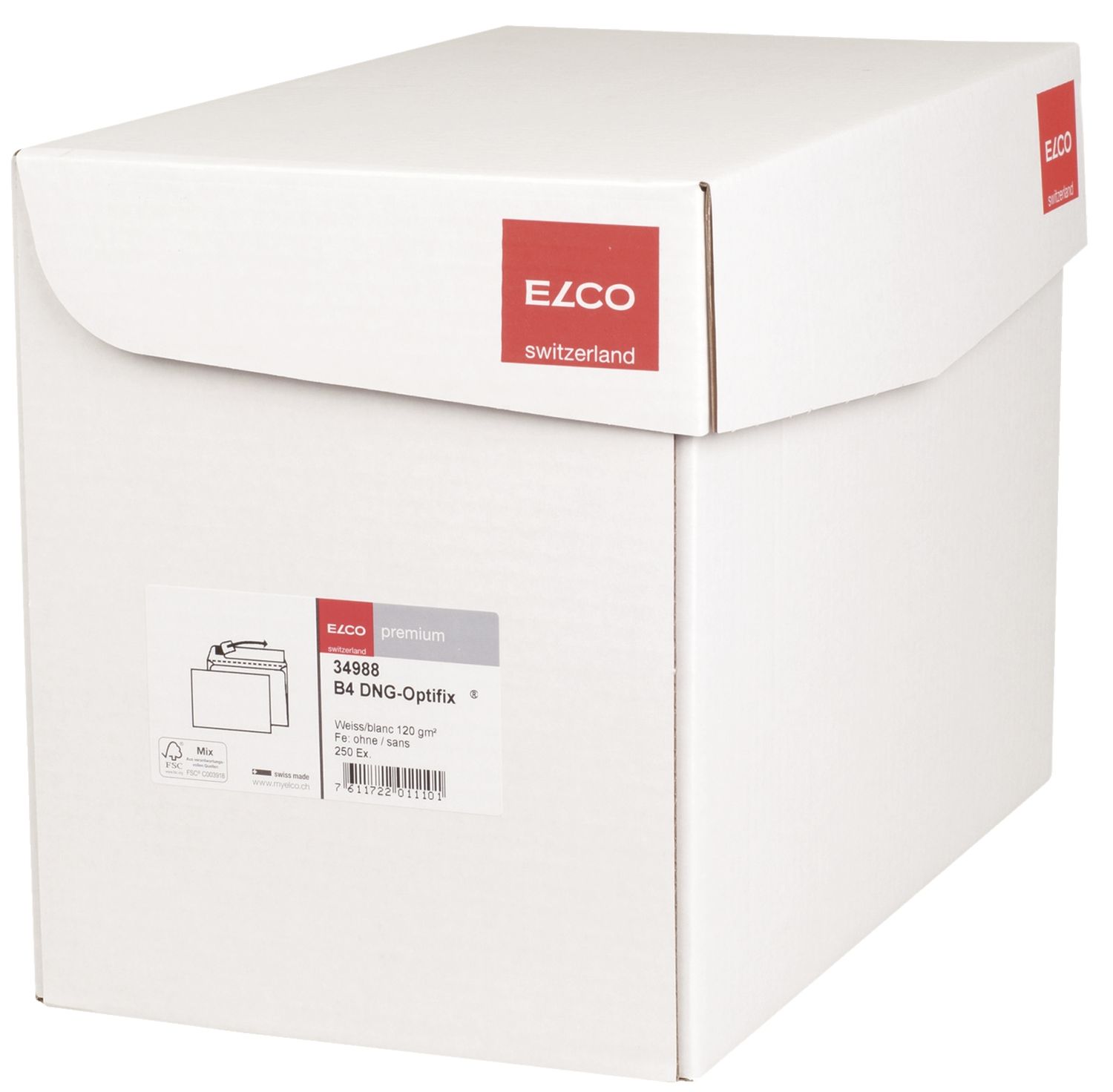Versandtaschen Office Elco 34988, B4, weiß, haftklebend, ohne Fenster, 120 g/qm, 250 Stück in Box mit Deckel Versandtaschen Office Elco 34988, B4, weiß, haftklebend, ohne Fenster, 120 g/qm, 250 Stück in Box mit Deckel