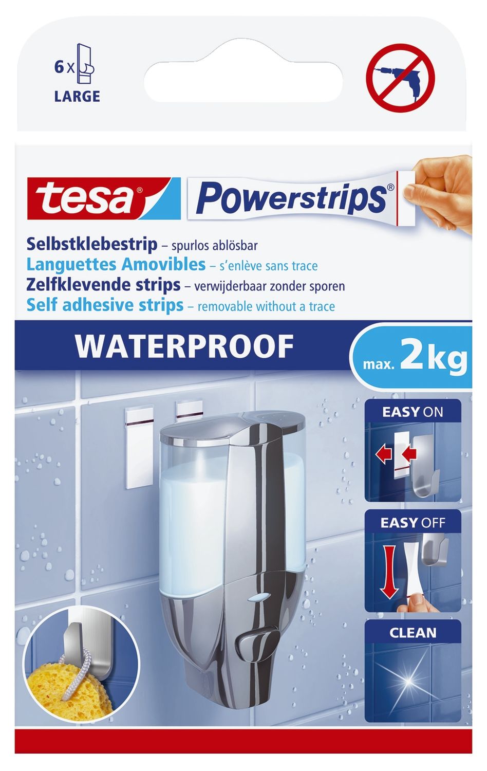 Powerstrips® Waterproof - ablösbar, Tragfähigkeit 2 kg, weiß Powerstrips® Waterproof - ablösbar, Tragfähigkeit 2 kg, weiß