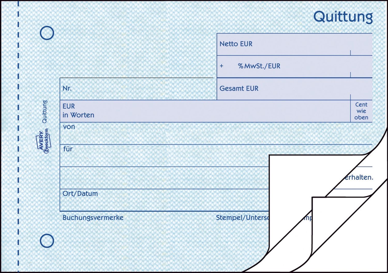333 Quittung MwSt. separat ausgewiesen - A6 quer, MP, BL, fälschungssicher, 3 x 50 Blatt, weiß 333 Quittung MwSt. separat ausgewiesen - A6 quer, MP, BL, fälschungssicher, 3 x 50 Blatt, weiß