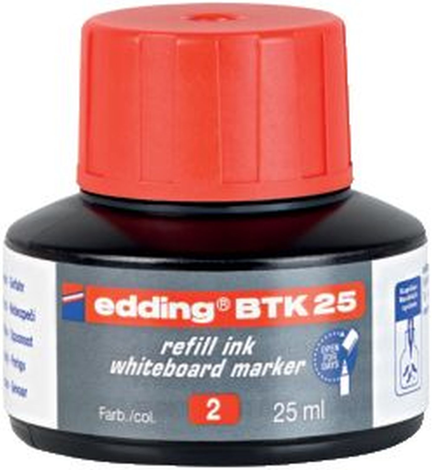 BTK 25 Nachfülltusche - für Boardmarker, 25 ml, rot BTK 25 Nachfülltusche - für Boardmarker, 25 ml, rot