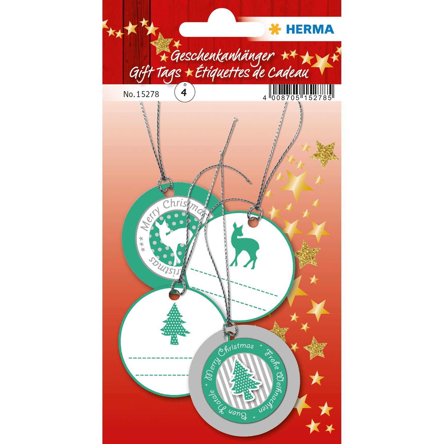 Geschenkanhänger Weihnachten - 3D, Ø 5 cm, 4 Stück, grün silber Geschenkanhänger Weihnachten - 3D, Ø 5 cm, 4 Stück, grün silber
