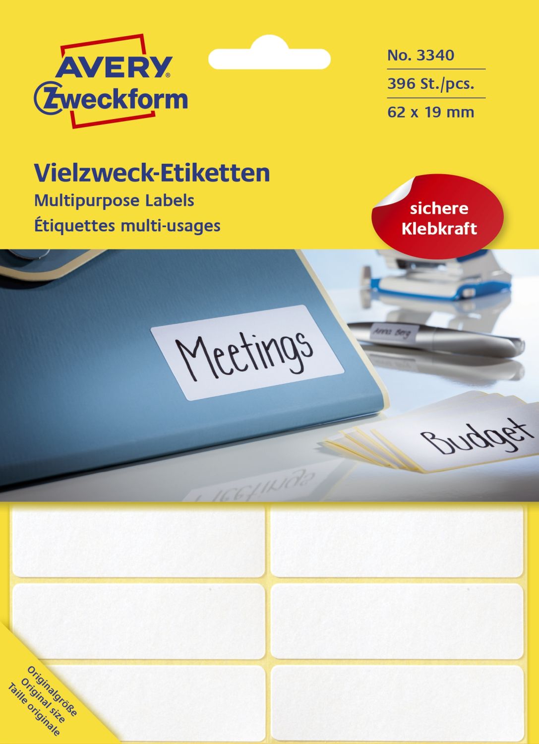 3340 Universal-Etiketten, 62 x 19 mm, 28 Blatt/392 Etiketten, weiß 3340 Universal-Etiketten, 62 x 19 mm, 28 Blatt/392 Etiketten, weiß