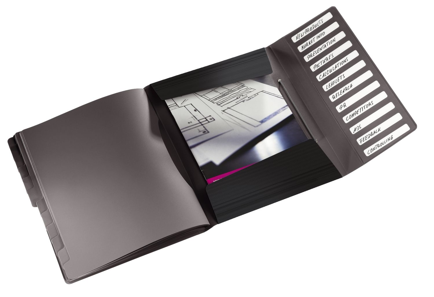 4570 Ordnungsmappe Solid - 12 Fächer, PP, schwarz 4570 Ordnungsmappe Solid - 12 Fächer, PP, schwarz