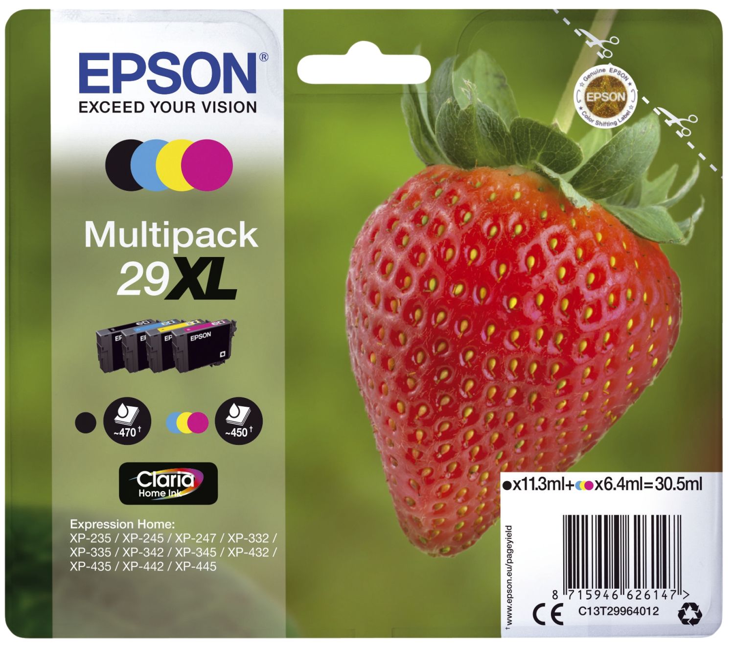 Original Epson Tintenpatrone MultiPack Bk,C,M,Y High-Capacity (C13T29964012,29XL,T2996,T29964012)