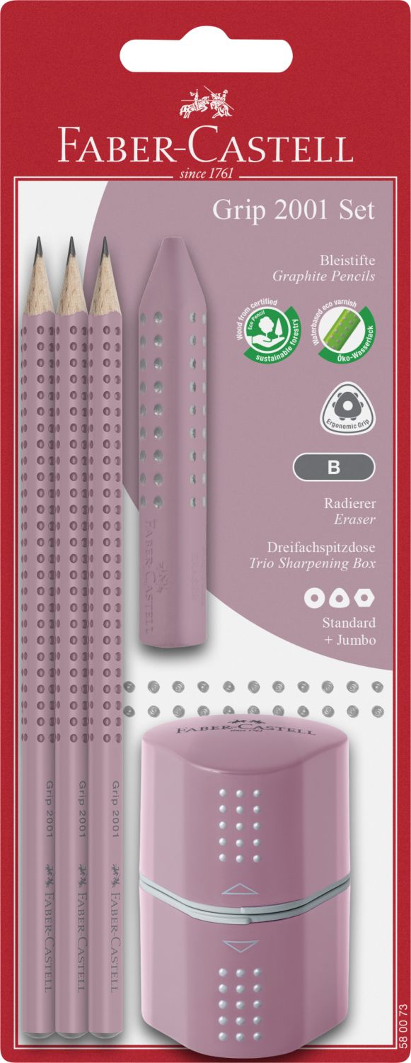 Bleistift-Set Grip 2001 - 5-tlg., B, rose shadows, Blisterkarte Bleistift-Set Grip 2001 - 5-tlg., B, rose shadows, Blisterkarte