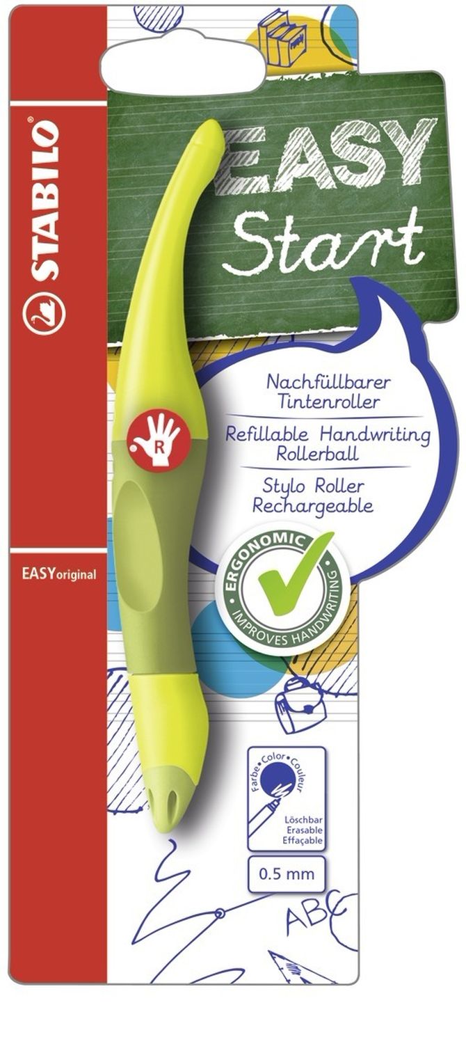 Ergonomischer Tintenroller für Rechtshänder - EASYoriginal in limone/grün - Einzelstift - Schreibfarbe blau (löschbar) - inklusive Patrone Ergonomischer Tintenroller für Rechtshänder - EASYoriginal in limone/grün - Einzelstift - Schreibfarbe blau (löschbar) - inklusive Patrone