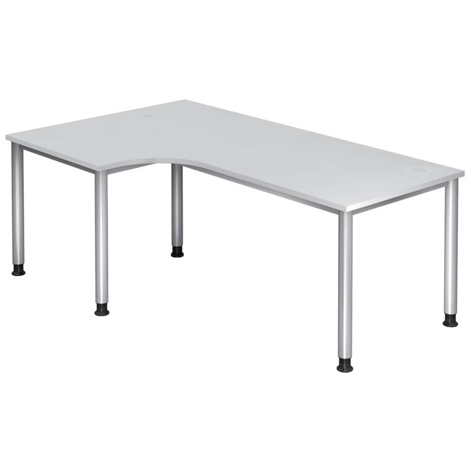 Winkeltisch 4-Fuß-Gestell rund -200 x 68-76 - 120 cm, höhenverstellbar, Winkel 90°, Weiß/Silber Winkeltisch 4-Fuß-Gestell rund -200 x 68-76 - 120 cm, höhenverstellbar, Winkel 90°, Weiß/Silber