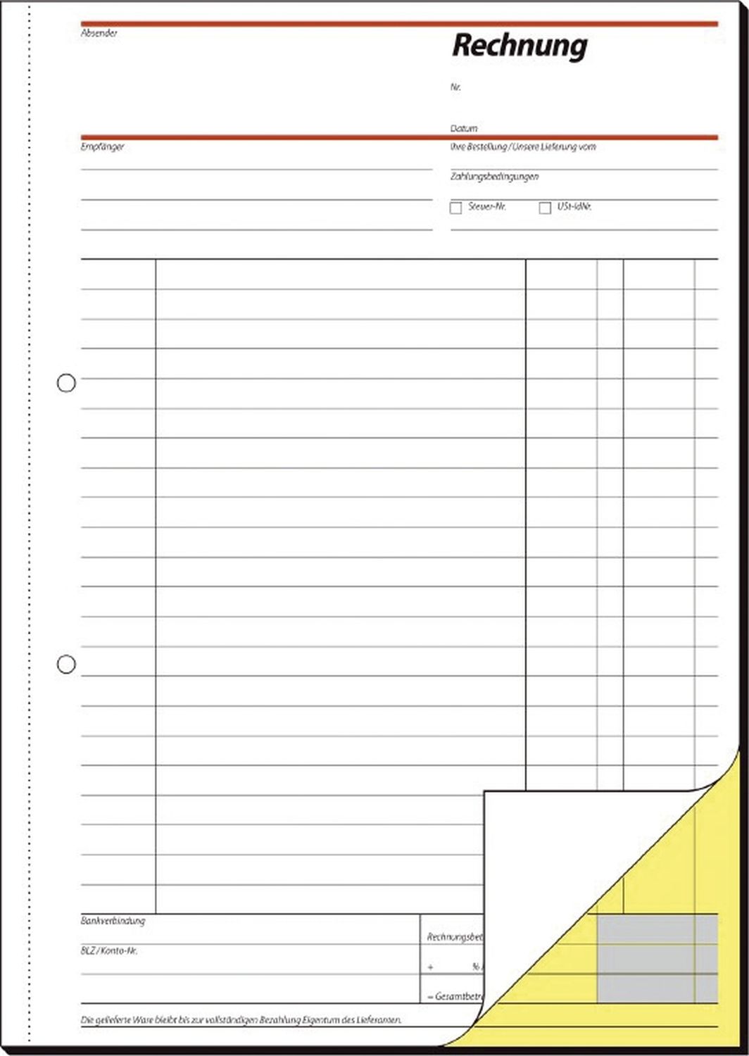 Rechnungen - A4, 1. und 2. Blatt bedruckt, SD, MP, 2 x 40 Blatt Rechnungen - A4, 1. und 2. Blatt bedruckt, SD, MP, 2 x 40 Blatt