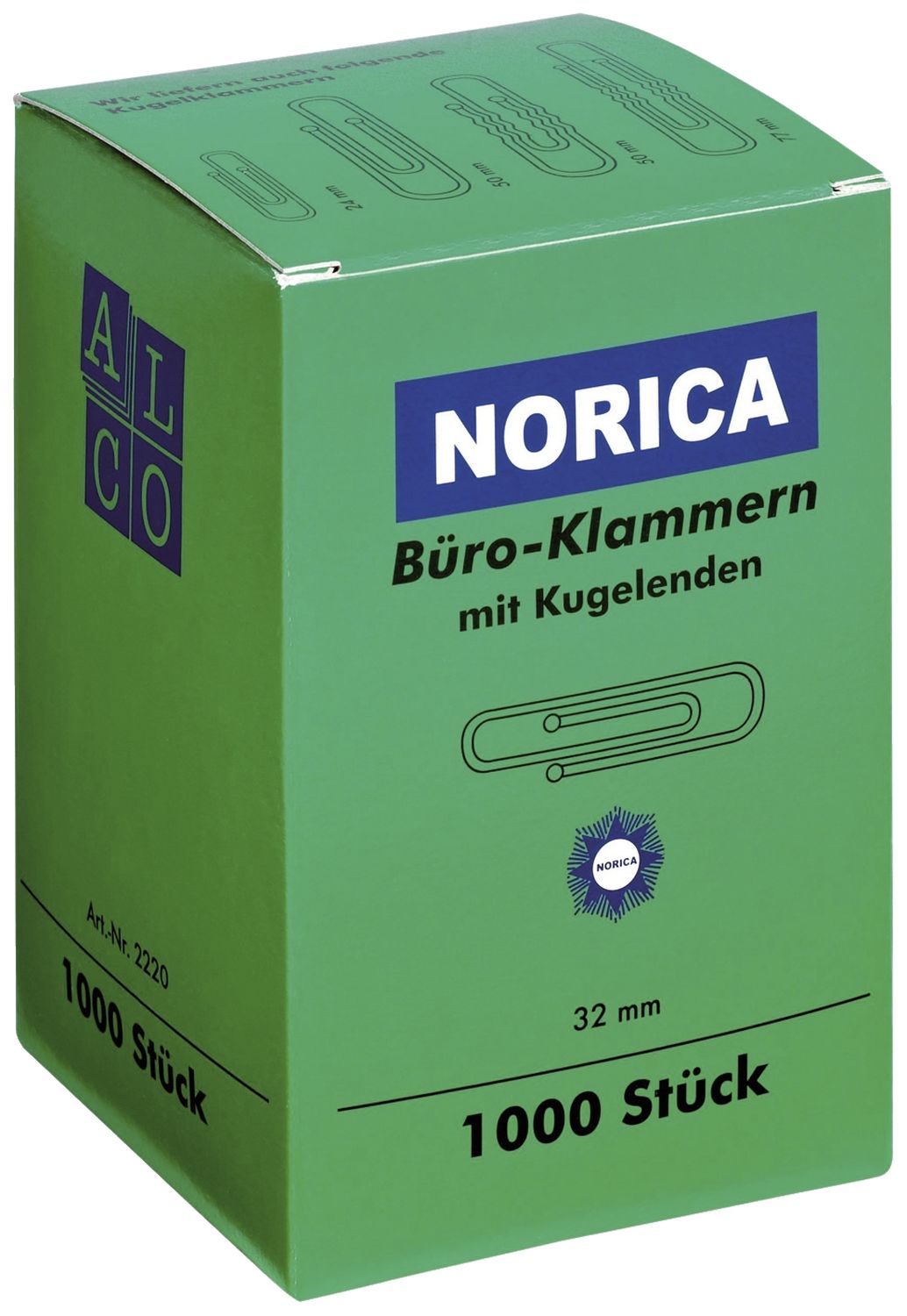 Büroklammern mit Kugelenden - 32 mm glatt, verzinkt, 1.000 Stück Büroklammern mit Kugelenden - 32 mm glatt, verzinkt, 1.000 Stück