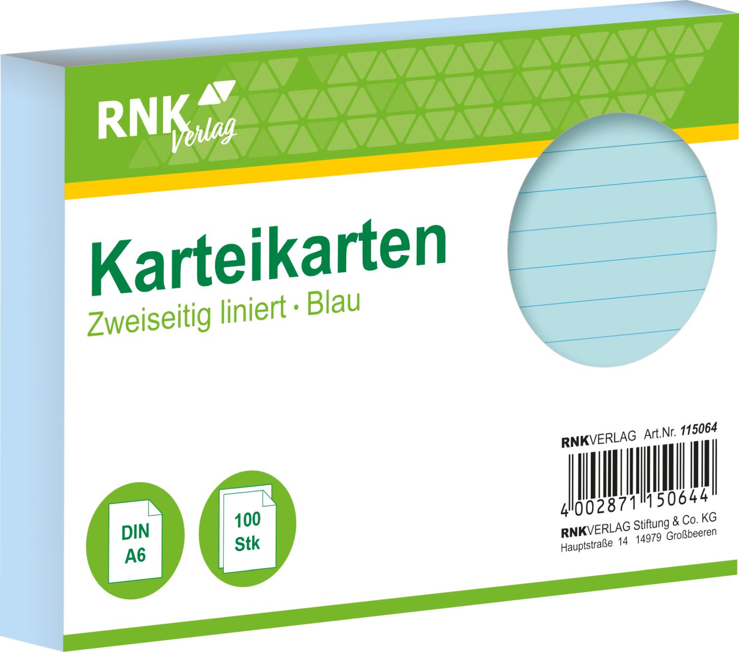 Karteikarten - DIN A6, liniert, blau, 100 Karten Karteikarten - DIN A6, liniert, blau, 100 Karten