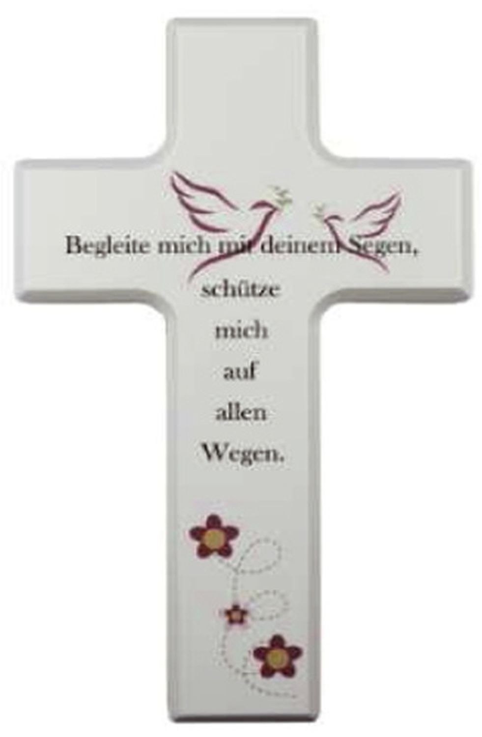 Kinderkreuz  "Begleite mich mit deimem Segen" - Holz, weiß, 15 x 9 cm cm