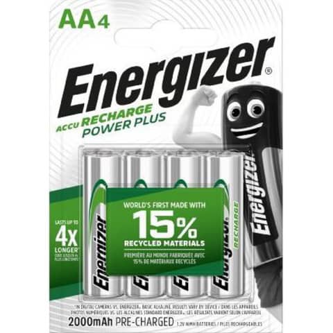 Akku Rechargeable Power Plus Mignon AA 4 Stück weiß/grün Akku Rechargeable Power Plus Mignon AA 4 Stück weiß/grün