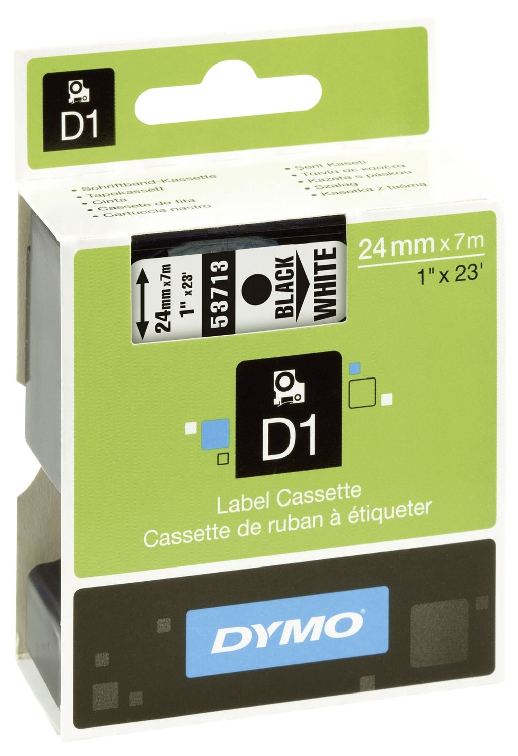 Schriftband D1 Kunststoff - laminiert, 7 m x 24 mm, Schwarz/Weiß Schriftband D1 Kunststoff - laminiert, 7 m x 24 mm, Schwarz/Weiß