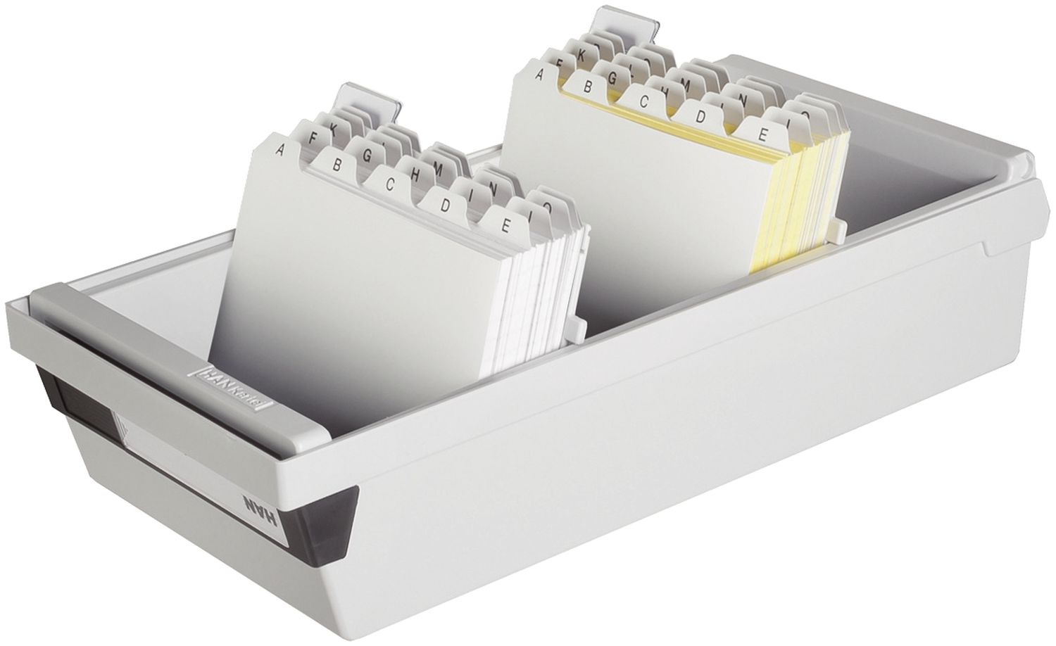 Karteikasten A6 quer, für 1300 Karten, lichtgrau Karteikasten A6 quer, für 1300 Karten, lichtgrau