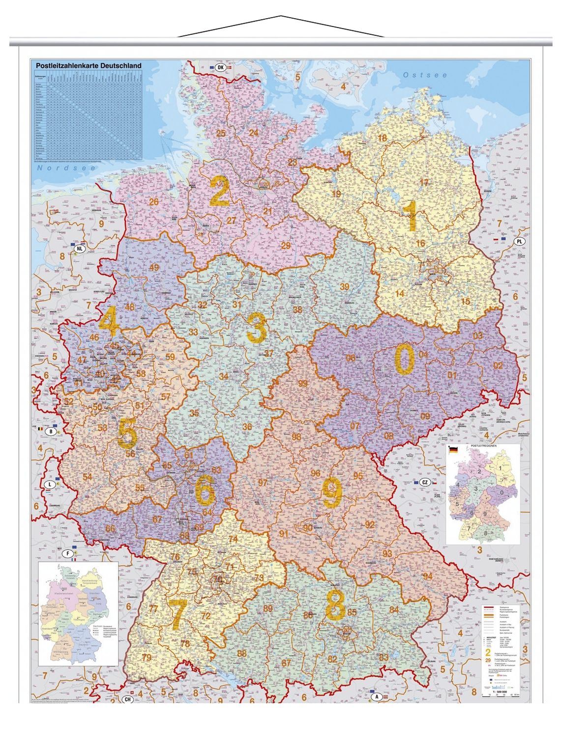 Kartentafel PLZ - 97 x 137 cm, beschreibbar