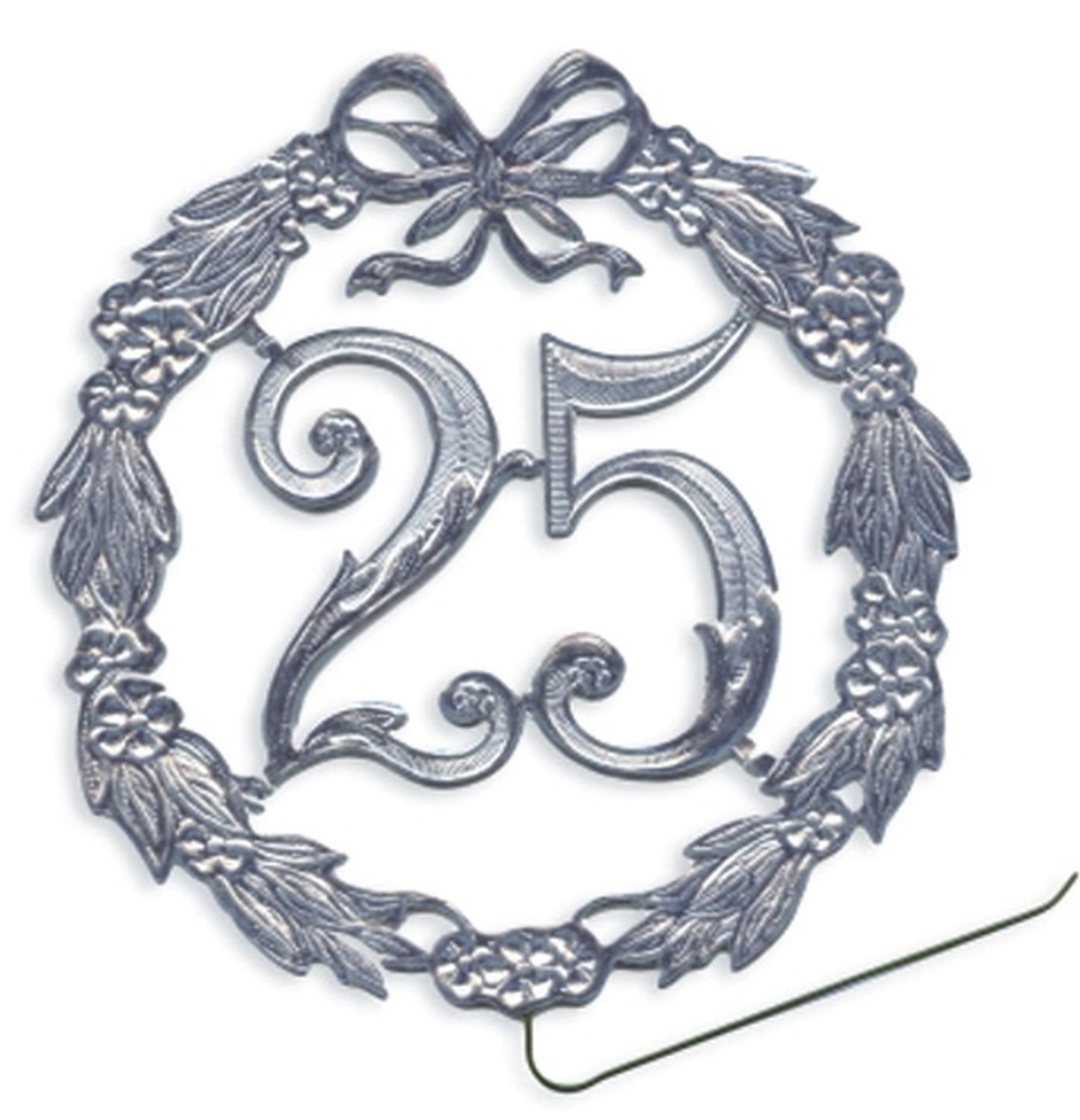 Jubiläumszahl 25 - Ø 13 cm, Draht, silber Jubiläumszahl 25 - Ø 13 cm, Draht, silber