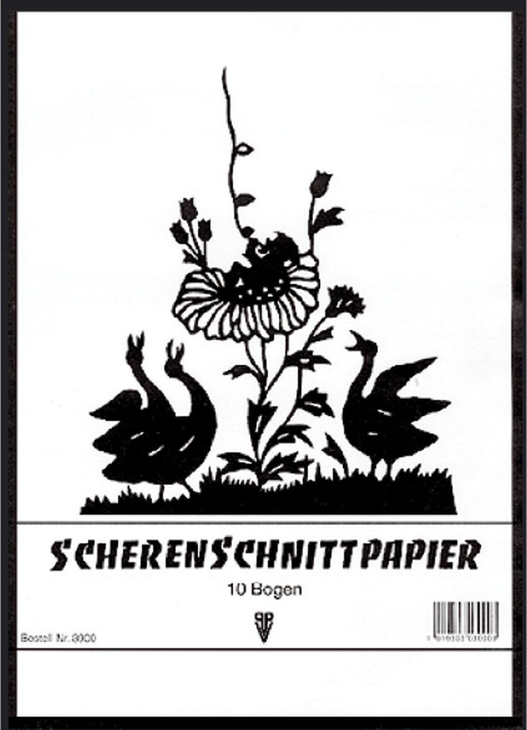 Scherenschnittpapier - Heft A3, 10 Blatt, schwarz