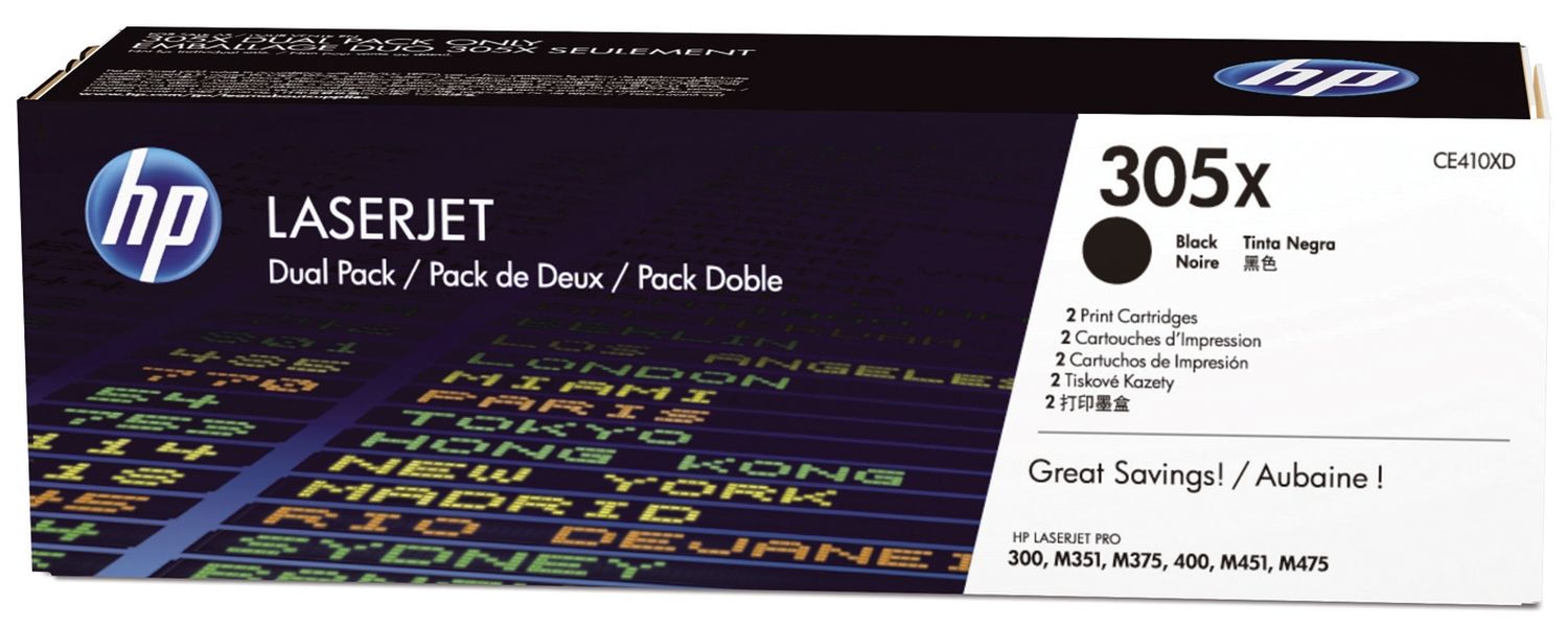 Original HP Tonerkartusche schwarz Doppelpack (CE410XD,305X,305XBK,305XBLACK,NO305X,NO305XBK,NO305XBLACK)