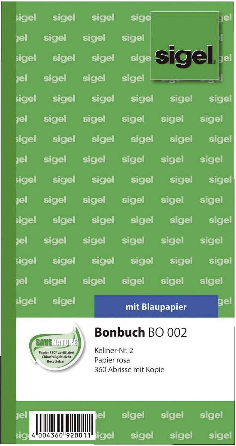Bonbuch - Kellner-Nr. 2, 360 Abrisse, BL, rosa, 105x200 mm, 2 x 60 Blatt Bonbuch - Kellner-Nr. 2, 360 Abrisse, BL, rosa, 105x200 mm, 2 x 60 Blatt