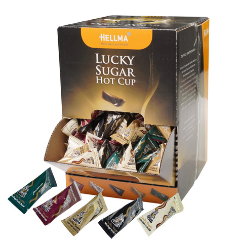 Zuckersticks Hellma Lucky Sugar Hot Cup 60115043, weißer Zucker, 500 Portionen á 4,5 g, 2.250 g