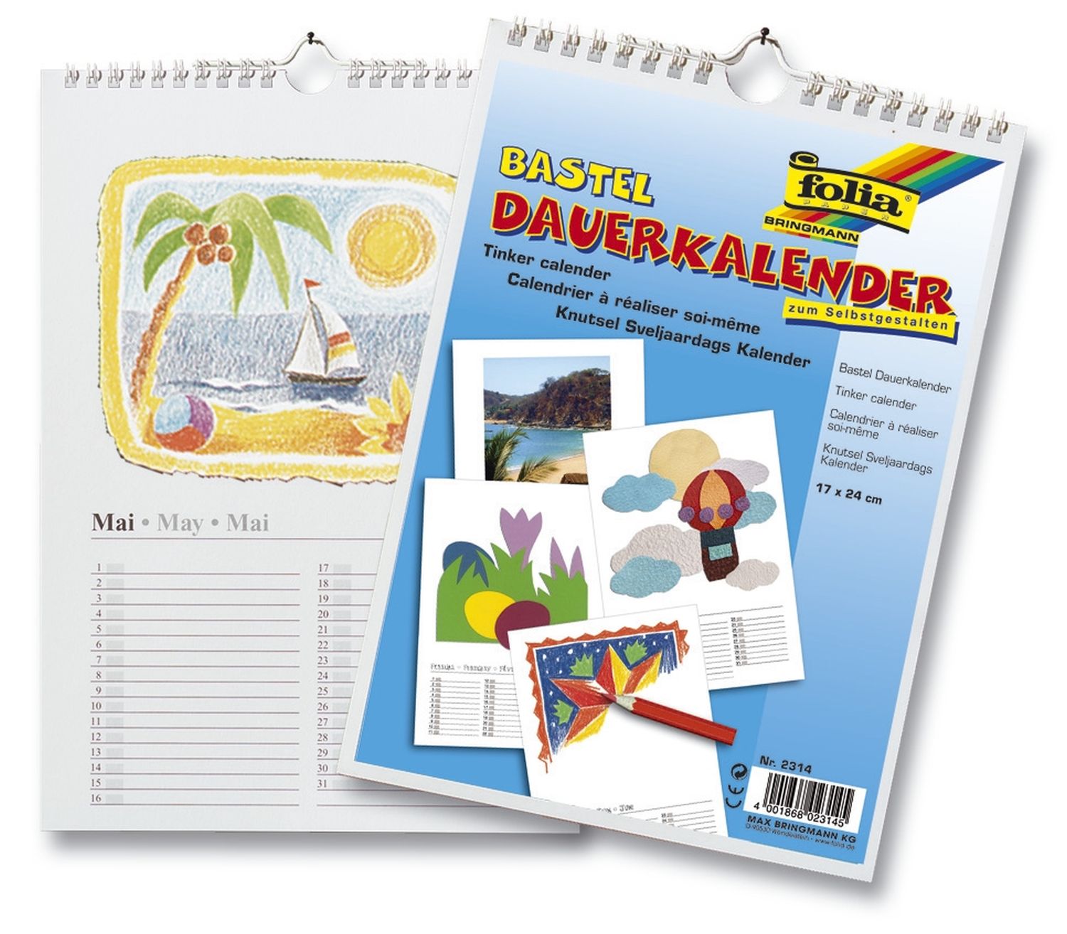 Bastelkalender - 17 x 24 cm, weiß, 13 Blatt + 1 zusätzliches Deckblatt Bastelkalender - 17 x 24 cm, weiß, 13 Blatt + 1 zusätzliches Deckblatt