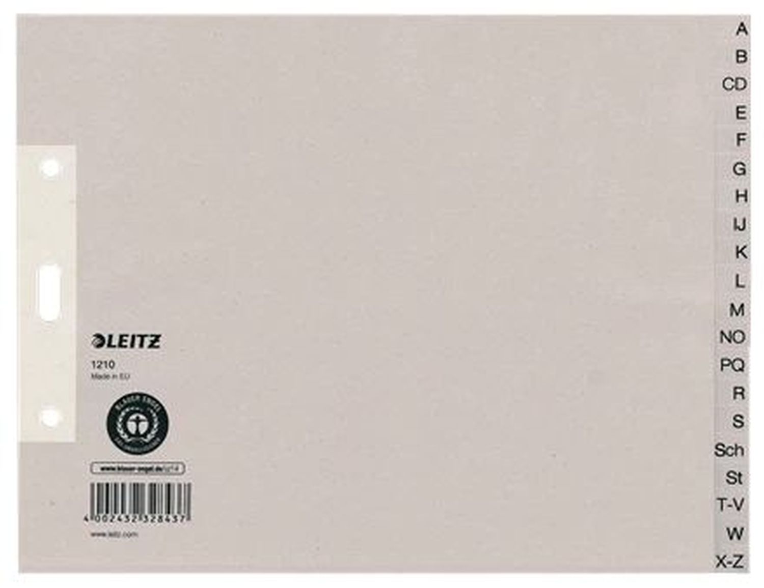 1210 Register - A - Z, Papier, A4 Überbreite, halbe Höhe, 20 Blatt, grau 1210 Register - A - Z, Papier, A4 Überbreite, halbe Höhe, 20 Blatt, grau