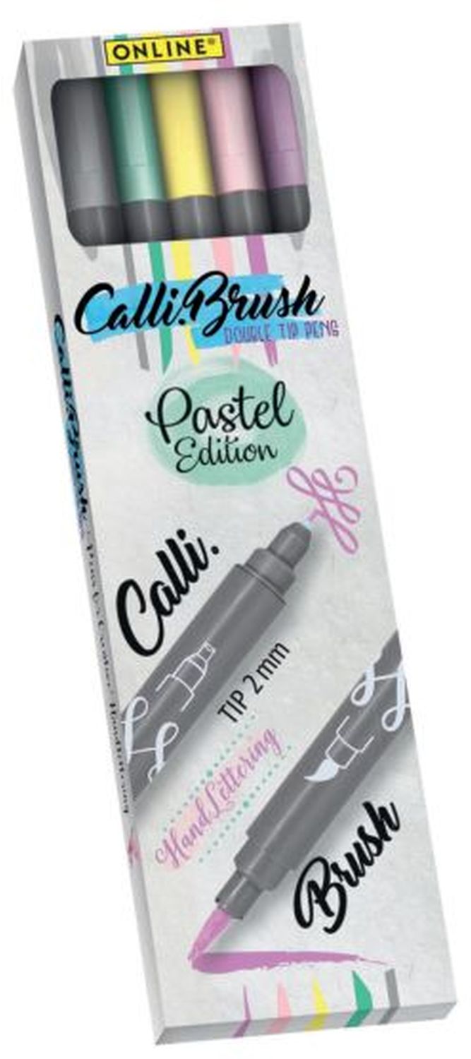 Faserschreiber Calli.Brush Duo - pastell Farben, 5 Stück sortiert