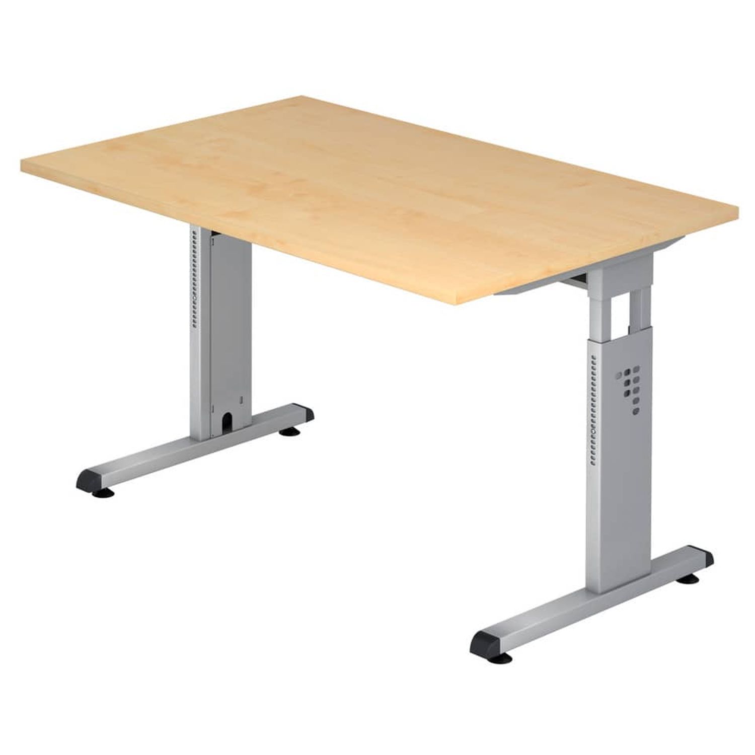 Schreibtisch C-Fuß - 120 x 65-85 x 80 cm, höhenverstellbar, Ahorn/Silber, mit Montageservice Schreibtisch C-Fuß - 120 x 65-85 x 80 cm, höhenverstellbar, Ahorn/Silber, mit Montageservice