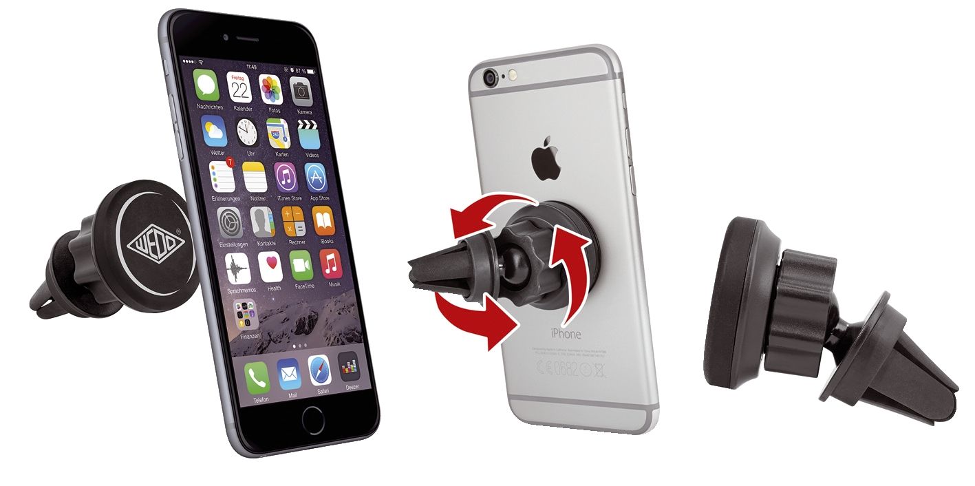 Smartphone-Magnethalter für KFZ-Lüftungsschlitze - mit 2-stufigem Kippschalter Smartphone-Magnethalter für KFZ-Lüftungsschlitze - mit 2-stufigem Kippschalter