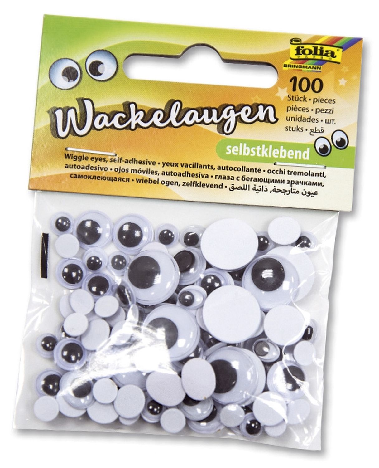 Wackelaugen - 6 Größen sortiert, selbstklebend, 100 Stück Wackelaugen - 6 Größen sortiert, selbstklebend, 100 Stück