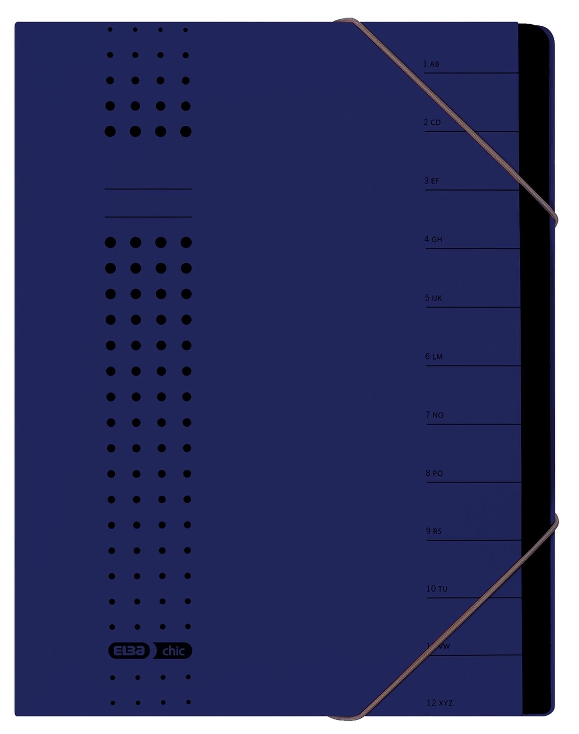 Ordnungsmappe chic - 12 Fächer, A4, Karton (RC), 450 g/qm, dunkelblau