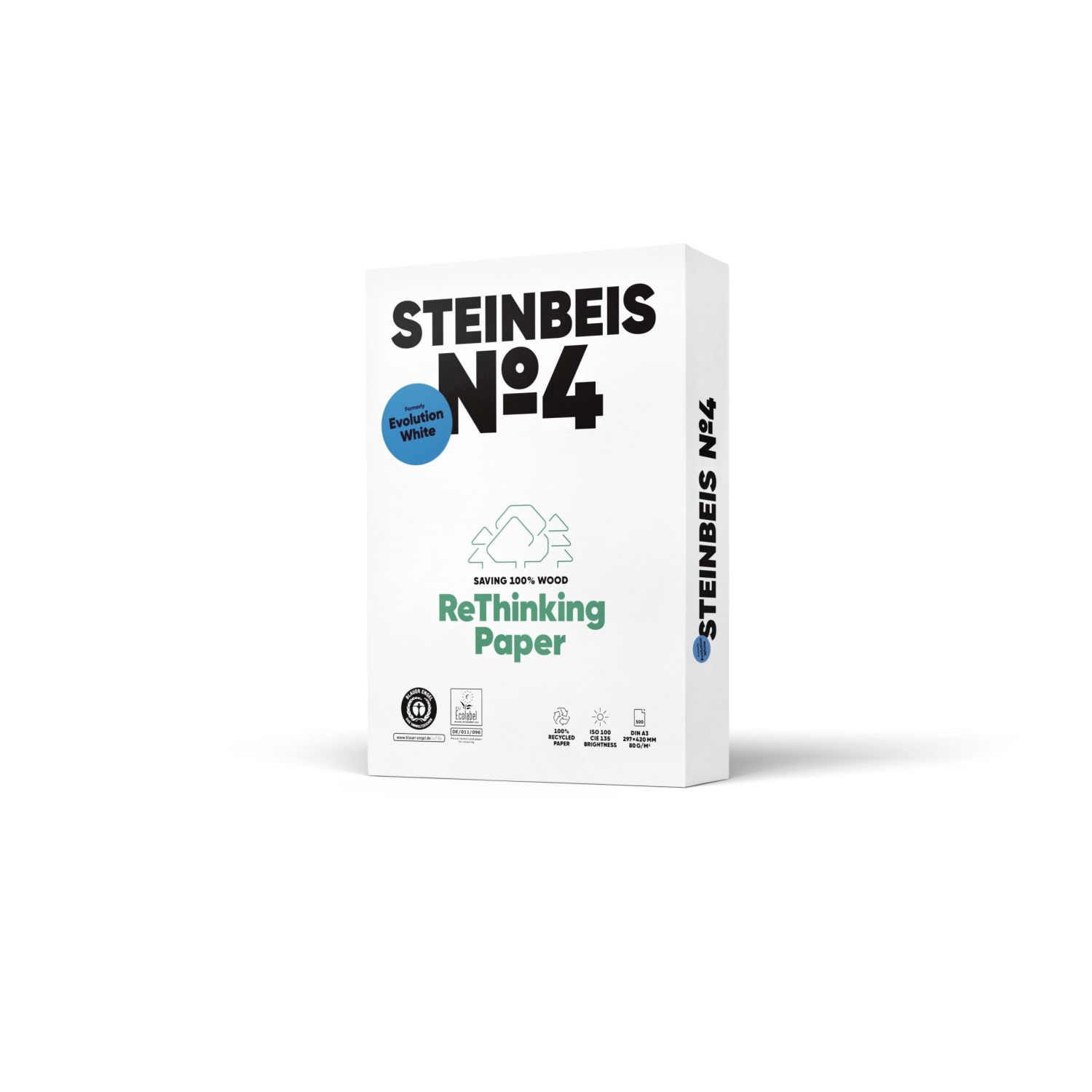 Kopierpapier No.4 Evolution White 8018B80B Recyclingpapier K1706666080B, DIN A3, 80g, 135 CIE weiß, 500 Blatt