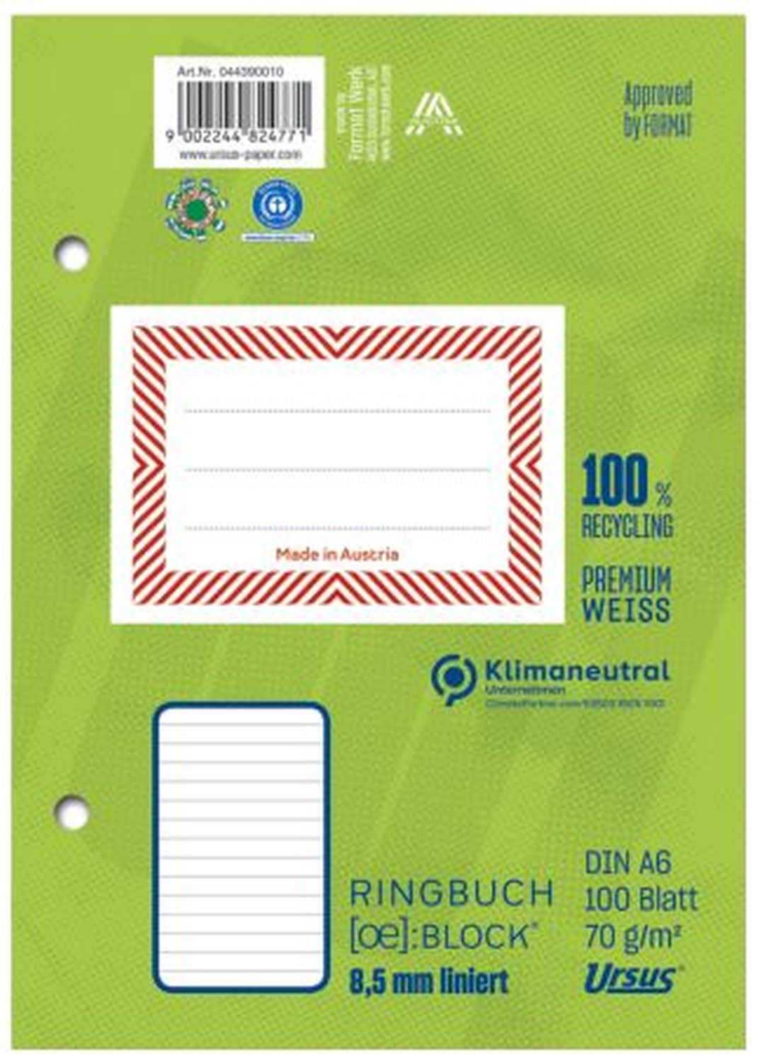 Ringbuchblock - A6, 100 Blatt, 70 g/qm, liniert Ringbuchblock - A6, 100 Blatt, 70 g/qm, liniert