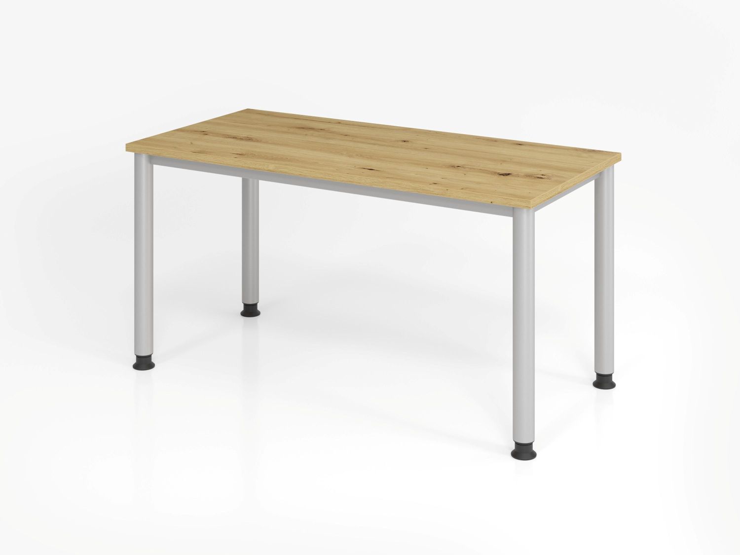 Schreibtisch Mini Office H-Serie Asteiche/silber