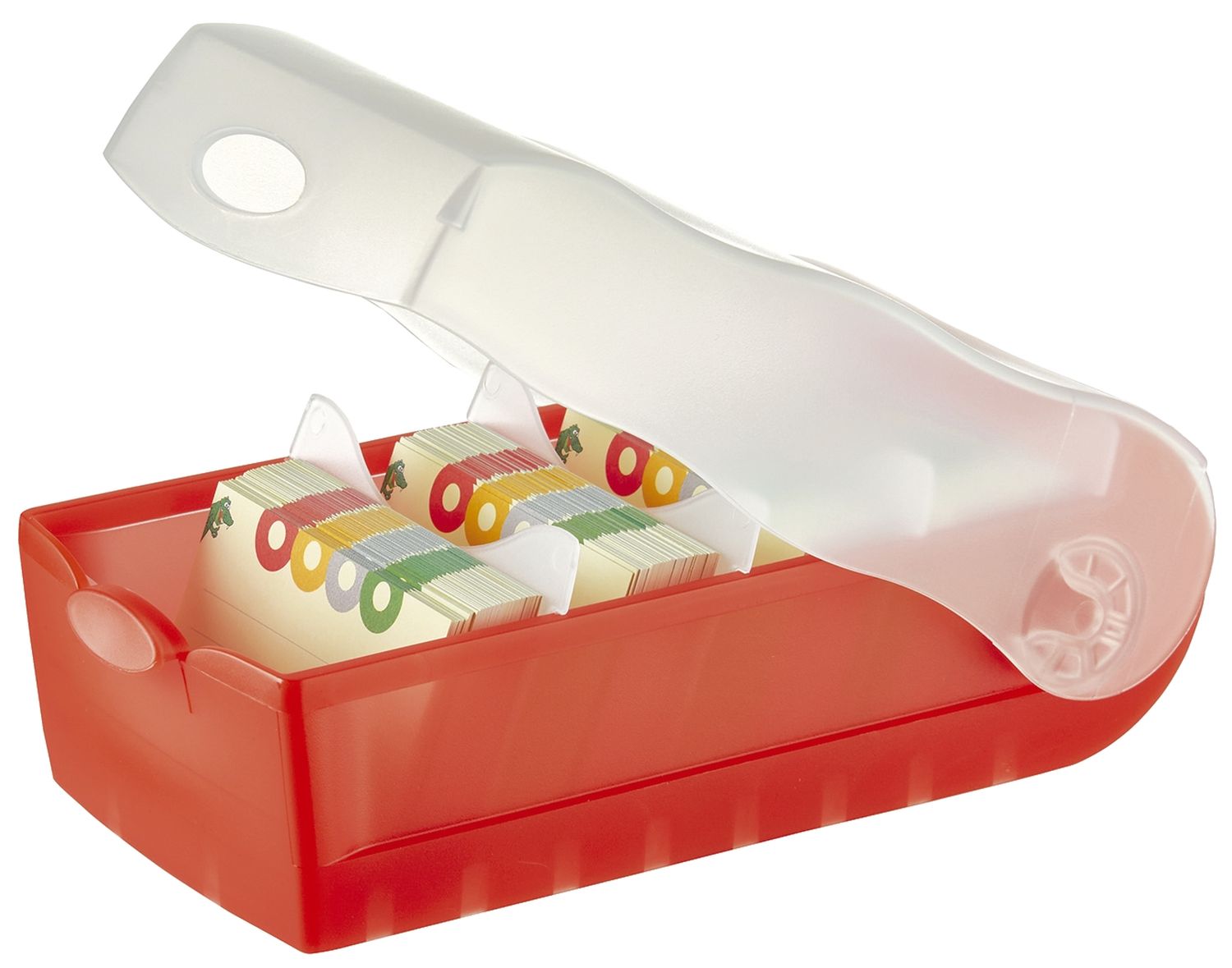 Karteibox CROCO - A7 quer, für 900 Karten, rot-transluzent Karteibox CROCO - A7 quer, für 900 Karten, rot-transluzent