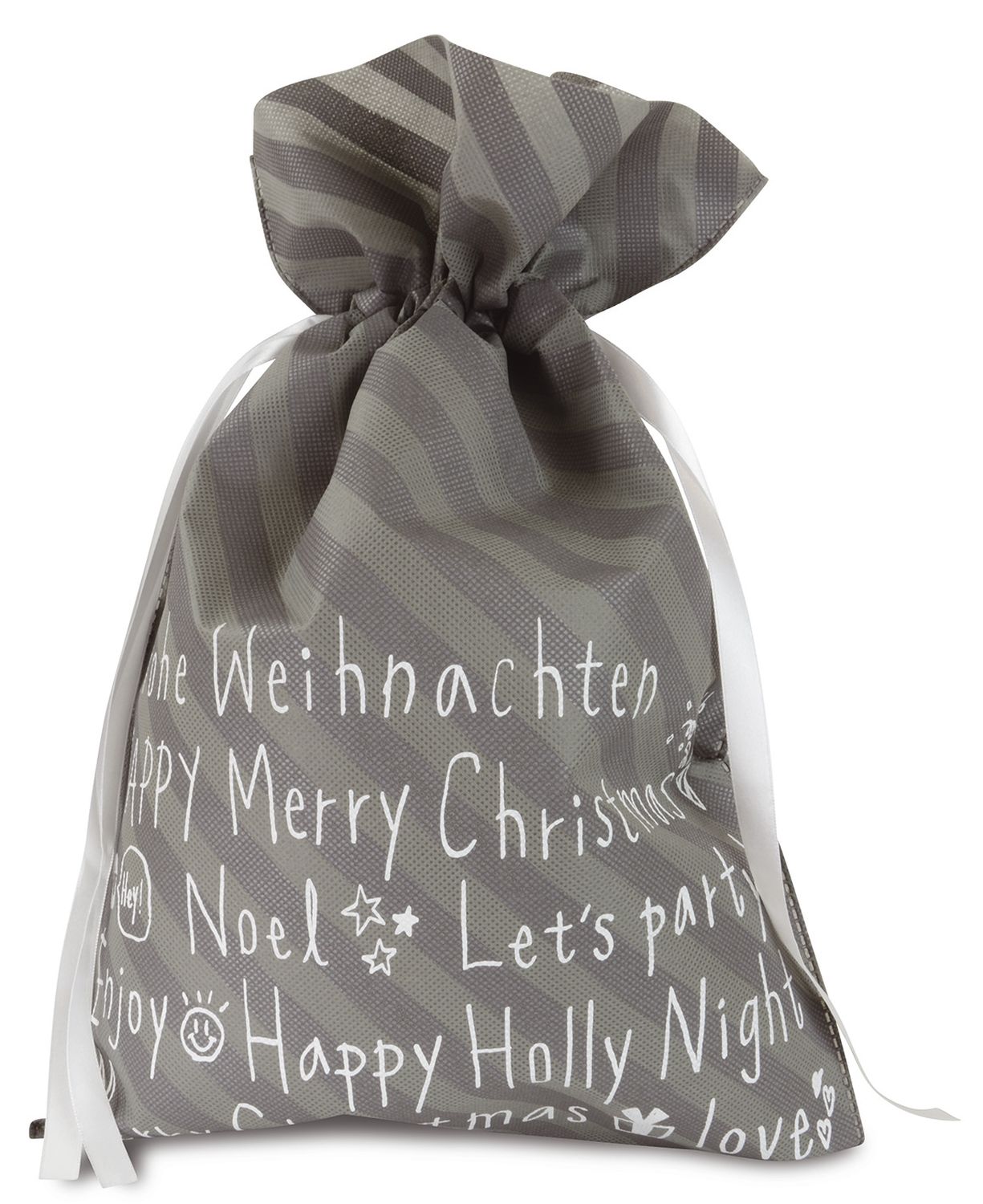 Weihnachtssack mit Text - 30 x 45 cm, grau