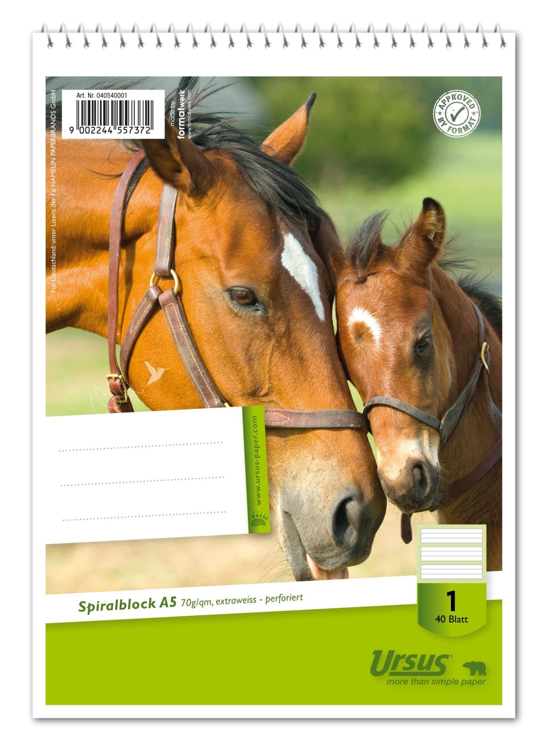 Spiralblock LIN1 A5 40 Blatt 70g/qm 5/5/5mm liniert farbig