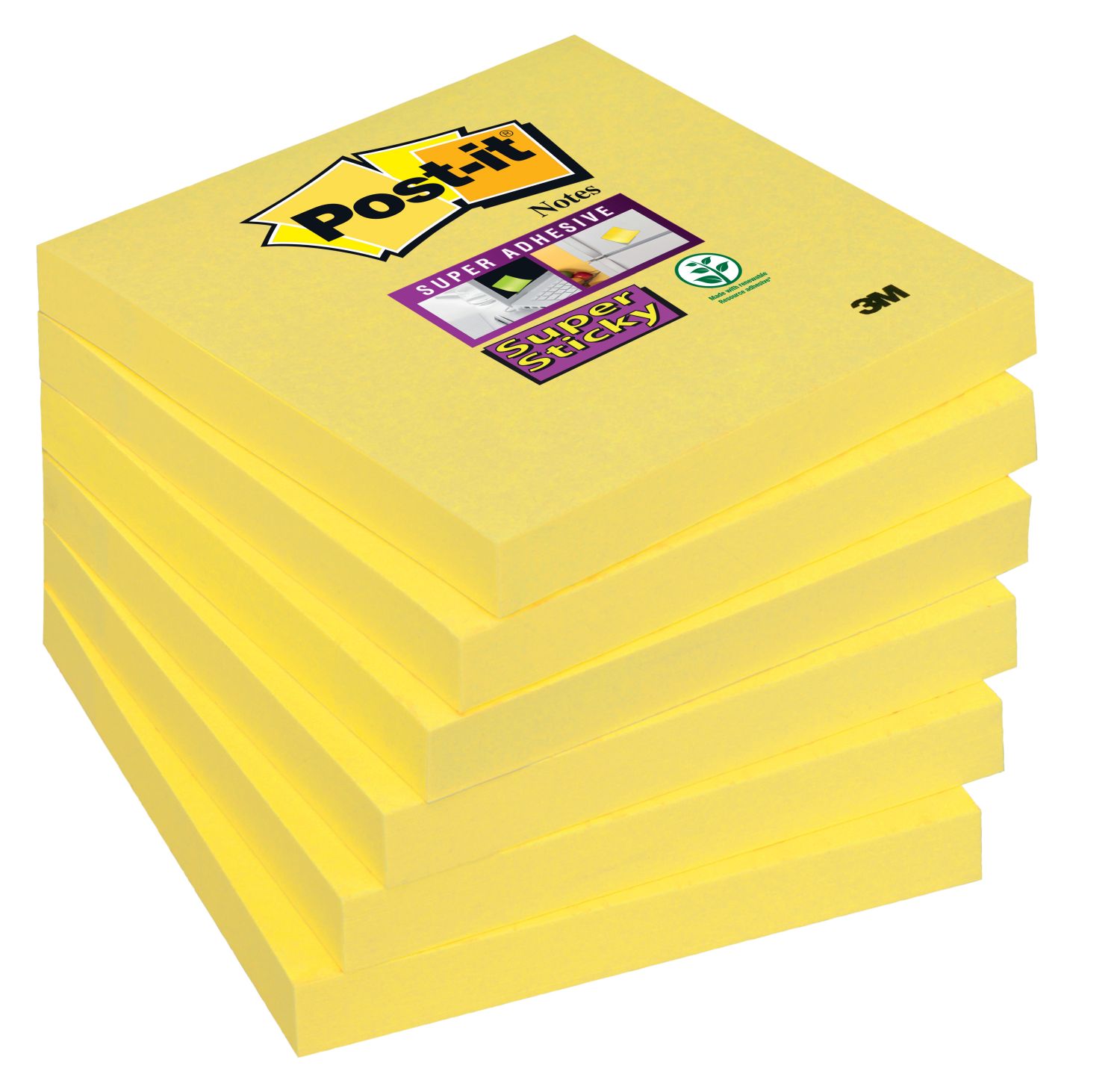 Haftnotiz Super Sticky Notes - 76 x 76 mm, 6x 90 Blatt, narzissengelb