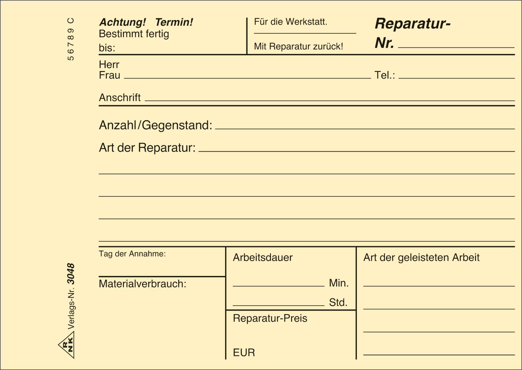 Reparaturschein - Block - SD, 3 x 40 Blatt, DIN A6 quer Reparaturschein - Block - SD, 3 x 40 Blatt, DIN A6 quer