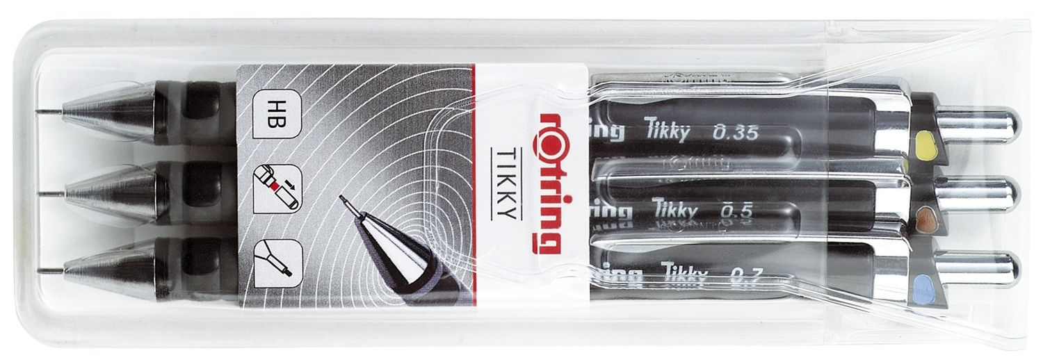 Feinminenstift Tikky ReDesign - 0,35/0,5/0,7 mm, 3er Etui, HB, schwarz