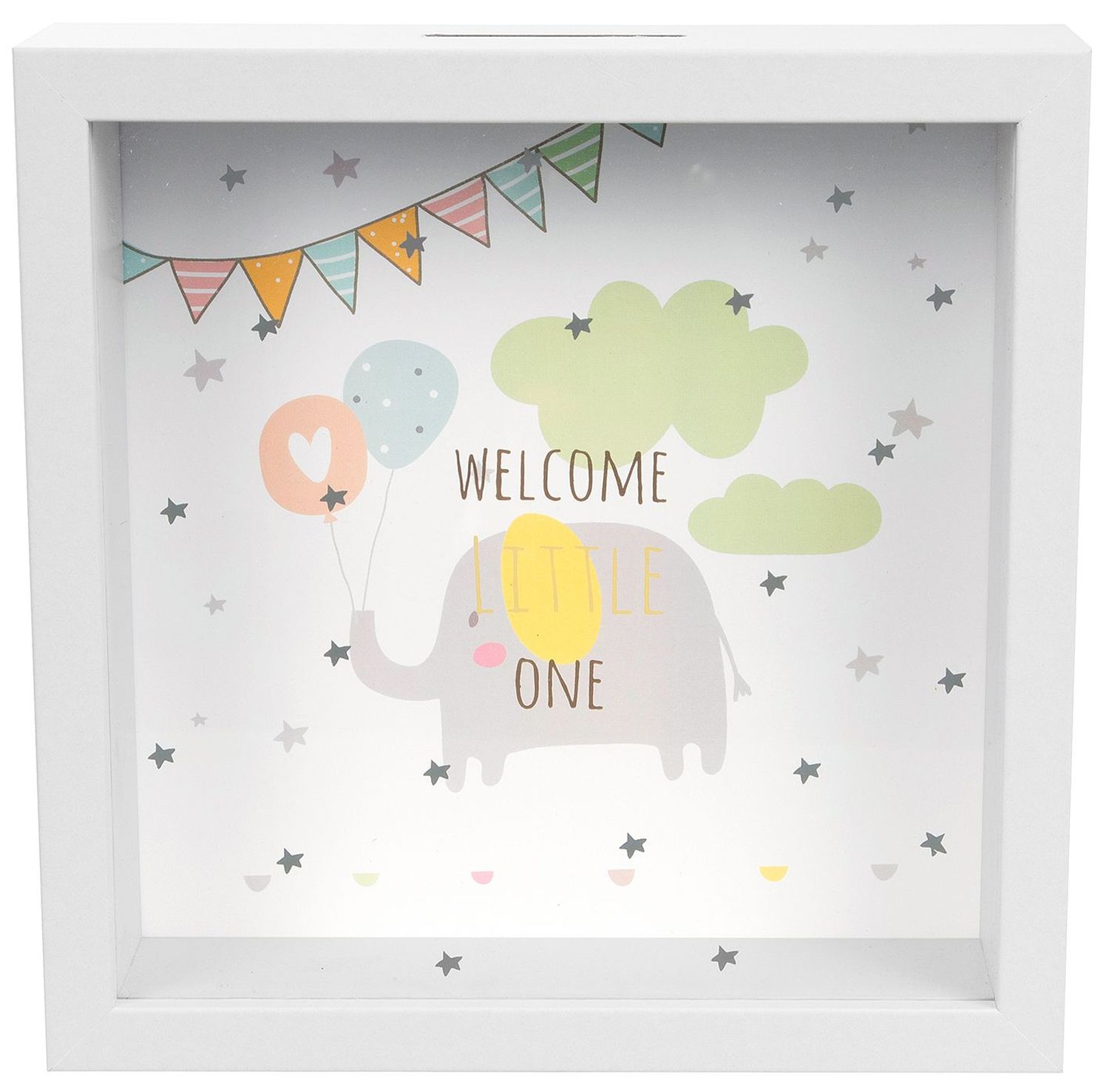 Bilderrahmen / Spardose Wunscherfüller Baby Welcome little one - 18 x 18 x 5 cm Bilderrahmen / Spardose Wunscherfüller Baby Welcome little one - 18 x 18 x 5 cm