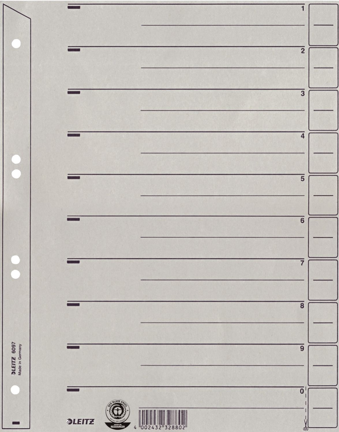 6097 Trennblätter für Hängeordner - Karton, A4, grau, 100 Stück 6097 Trennblätter für Hängeordner - Karton, A4, grau, 100 Stück