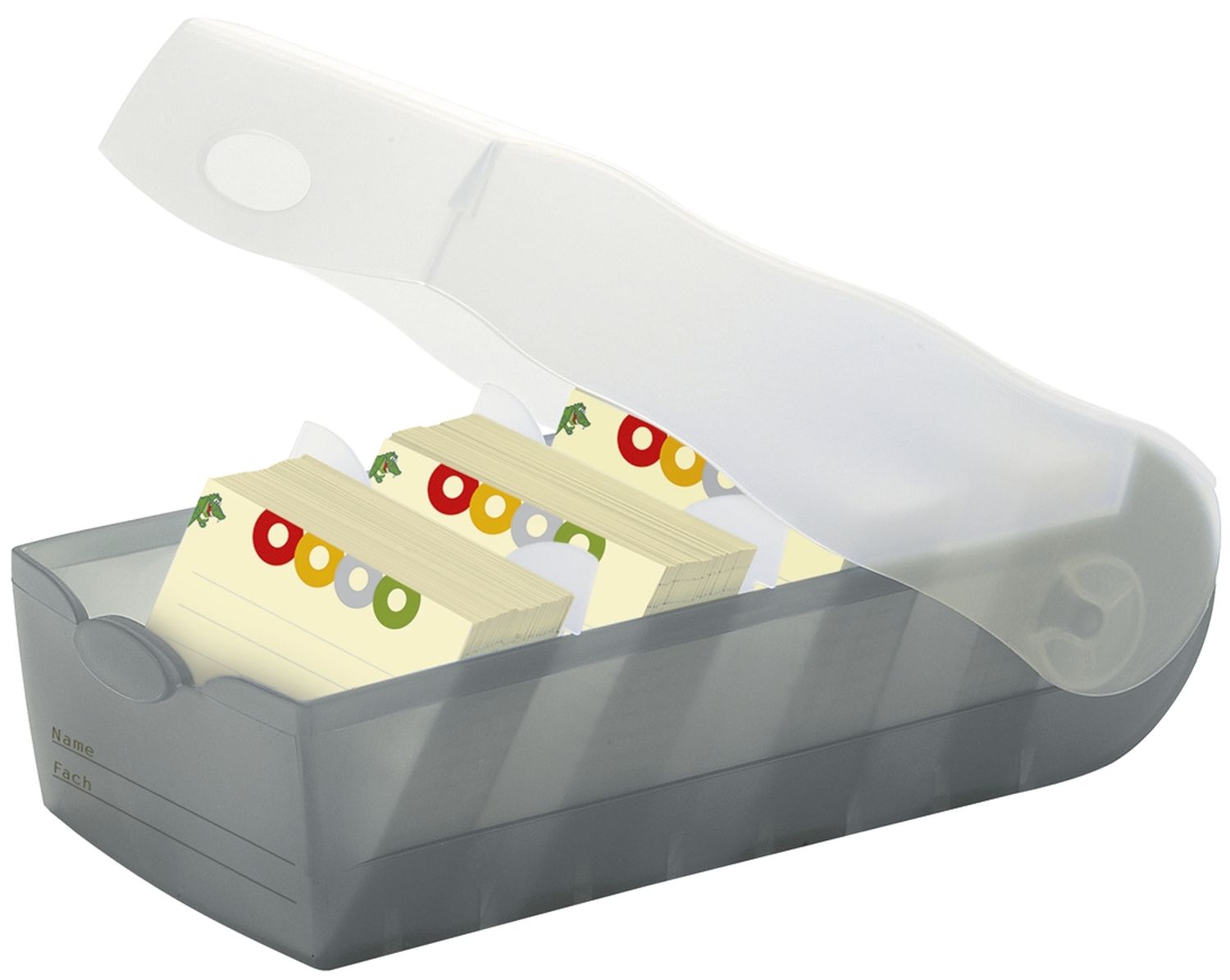 Karteibox CROCO - A7 quer, für 900 Karten, grau-transluzent Karteibox CROCO - A7 quer, für 900 Karten, grau-transluzent