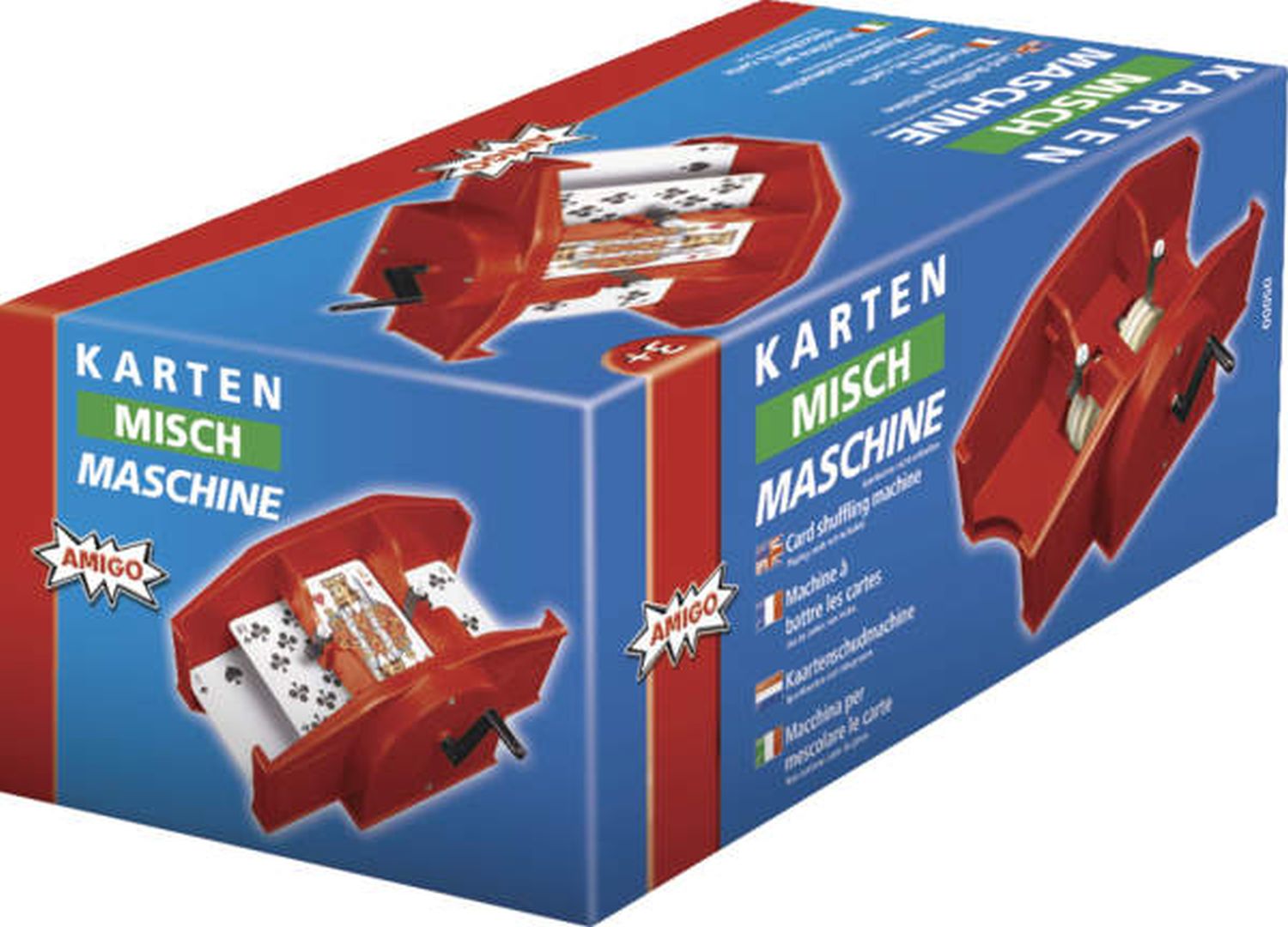 Kartenmischmaschine mit Kurbel, rot Kartenmischmaschine mit Kurbel, rot
