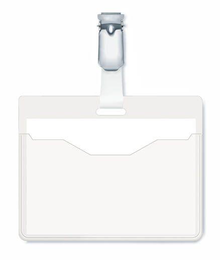 Namensschild mit drehbarem Clip, transparent, 90 x 60 mm, 25 Stück Namensschild mit drehbarem Clip, transparent, 90 x 60 mm, 25 Stück