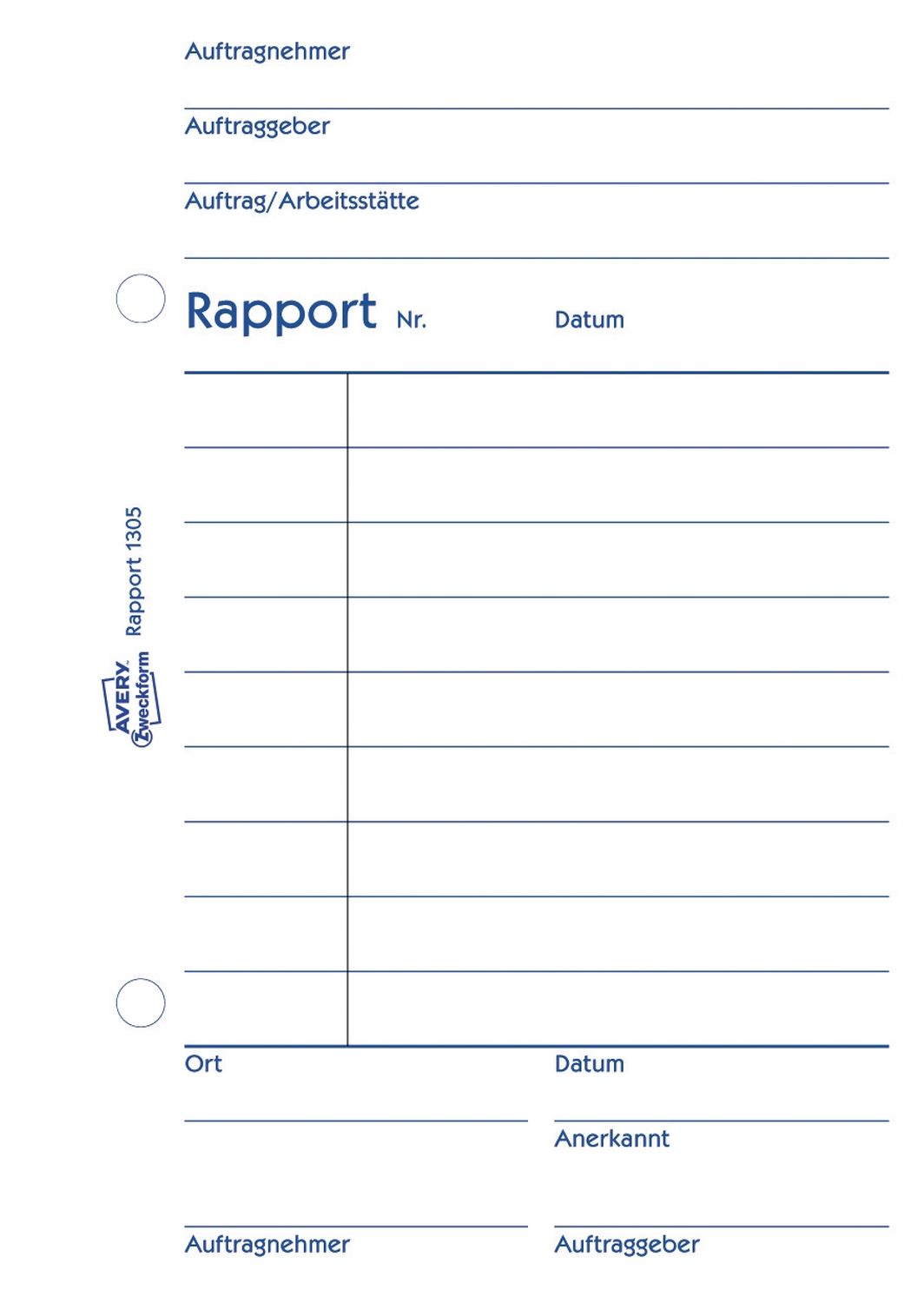1305 Rapport, DIN A6, vorgelocht, 100 Blatt, weiß 1305 Rapport, DIN A6, vorgelocht, 100 Blatt, weiß